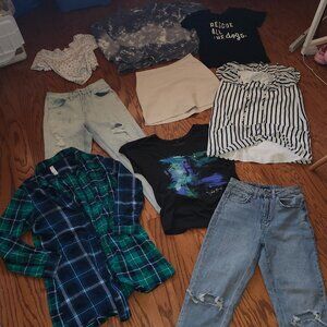 Womens Clothes Lot. Size Small. Jeans. Tops. Sweaters, T shirts, Athletic Skirt